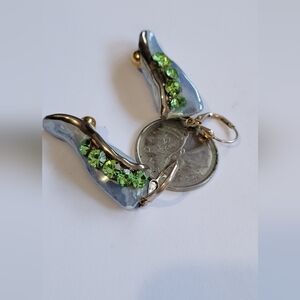 Vintage Silver and Green Glass Earrings